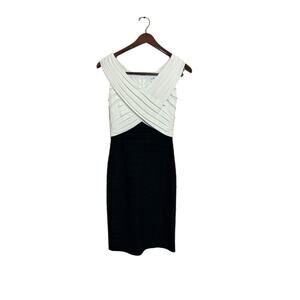 Vintage Y2K Cache Women’s Size 6 Black & White Colorblock Bodycon Dress Holiday